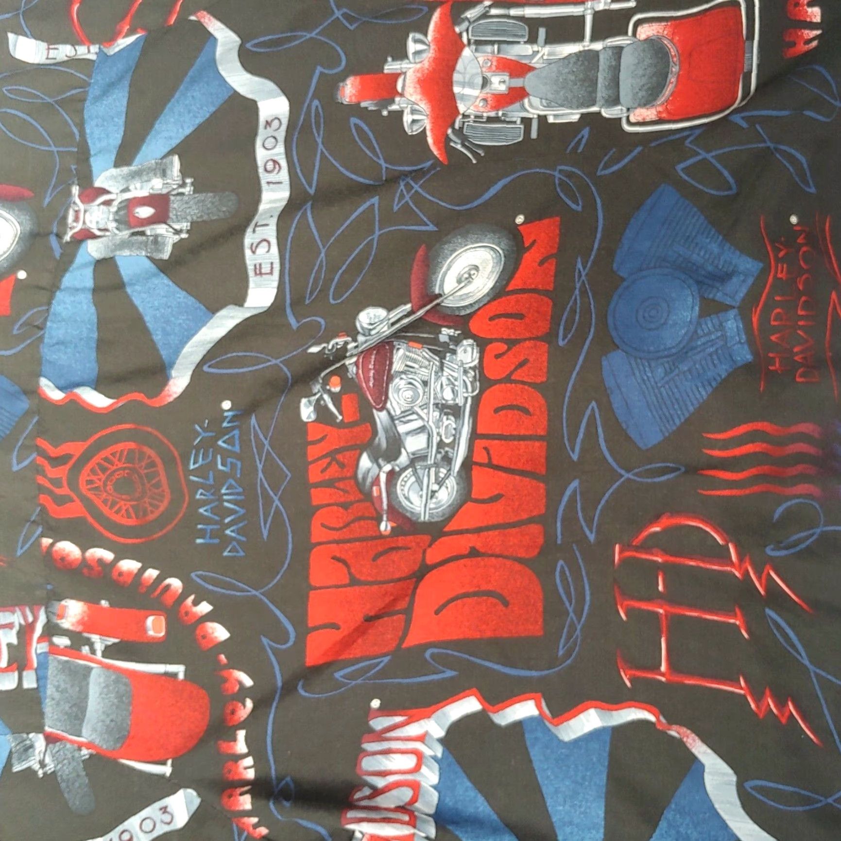 Harley Davidson Harley-Davidson Shirt Women L Black Multicolor Tori Richard for Harley-Davidson Blouse Casual Short Sleeve Biker Motorcycle Size L / US 10 / IT 46 - 6 Thumbnail