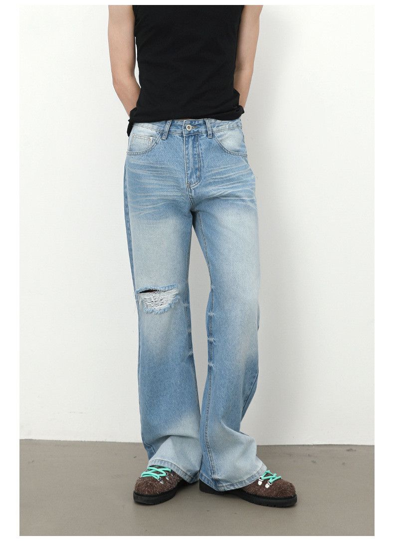 Japanese Brand × Jean American high street blue washed bootcut ripped jeans Size US 32 / EU 48 - 2 Thumbnail