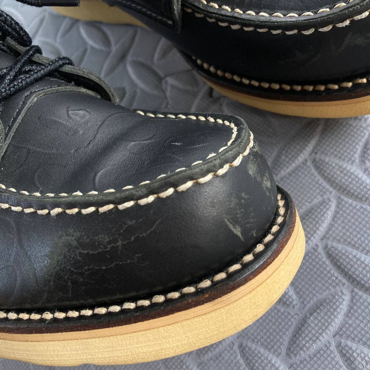 Bape 2009 Simple Soldier Black Camo Leather Boots Size US 7.5 / EU 40-41 - 8 Thumbnail