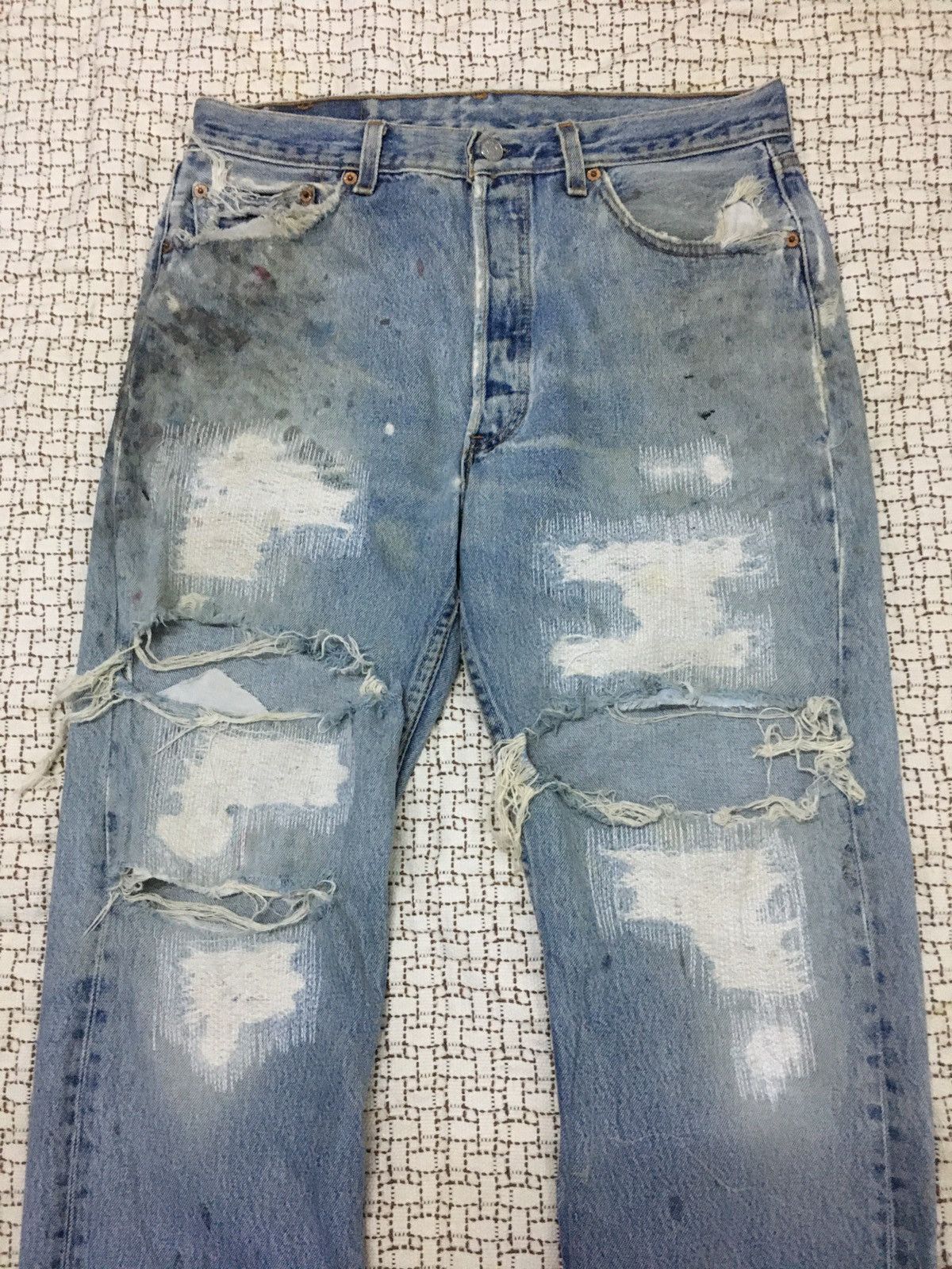 Levi's Vintage Levis Lot 501 Fly Button Distressed Jeans (Y01) Size US 32 / EU 48 - 20 Thumbnail