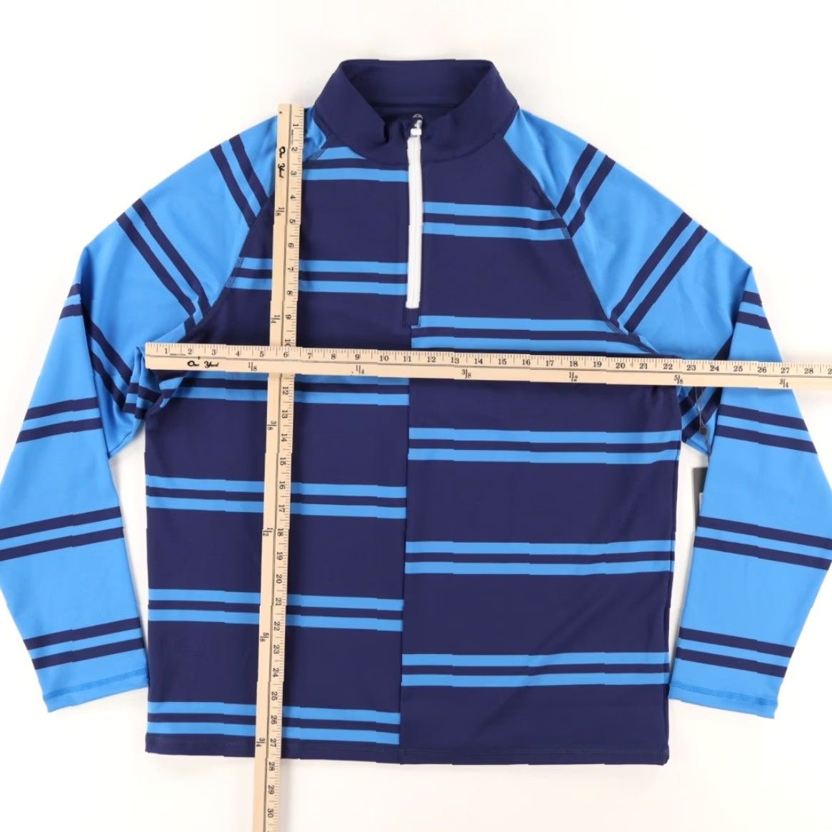 G/FORE G/Fore Offset Stripe 1/4 Zip Pullover Colorblock Blue Shirt L Mens Size US L / EU 52-54 / 3 - 3 Thumbnail