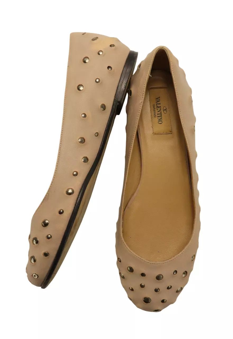 Valentino VALENTINO Shoes Women's EU 37 Leather Studs Ballerina Flat Size US 7 / IT 37 - 2 Thumbnail