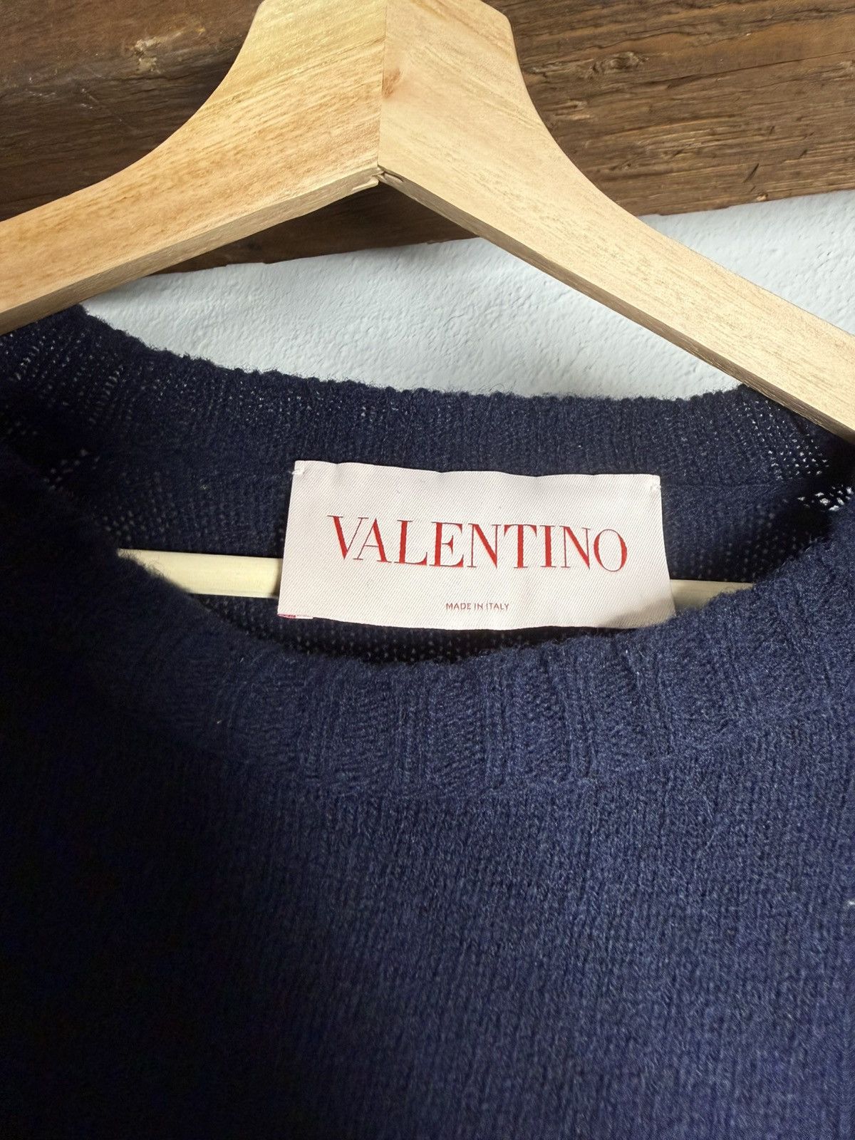 Valentino Valentino Wool Knit Sweater Navy Size US L / EU 52-54 / 3 - 2 Thumbnail