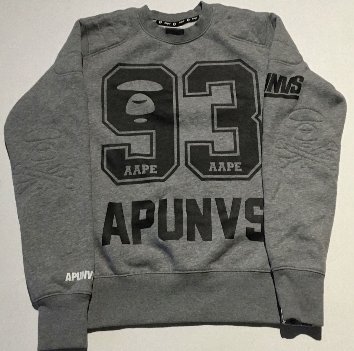 image of Bape Aape Crew Neck Sweatshirt in Grey, Men's (Size Small)