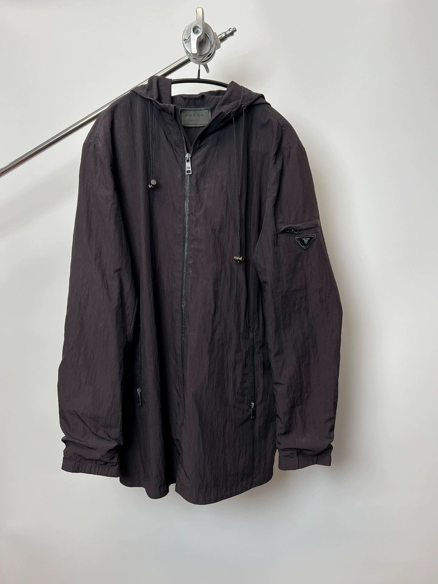 Prada Prada Vintage Milano Triangle Logo Zip Hooded Jacket Size US XXL / EU 58 / 5 - 2 Thumbnail