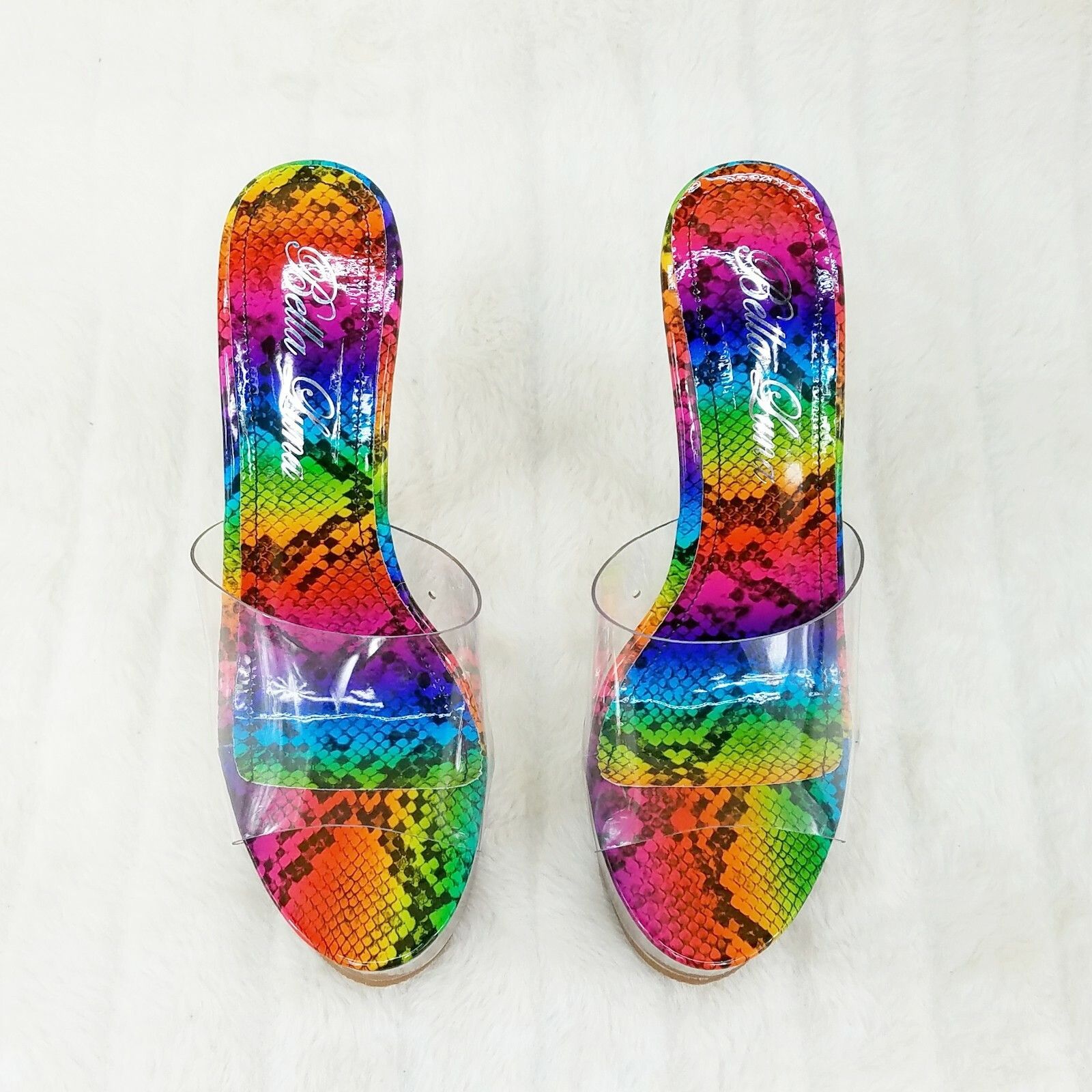 Other Cloud Clear Platform 6" High Heels Rainbow Snake Foot-bed Sl Size US 8 / IT 38 - 7 Thumbnail