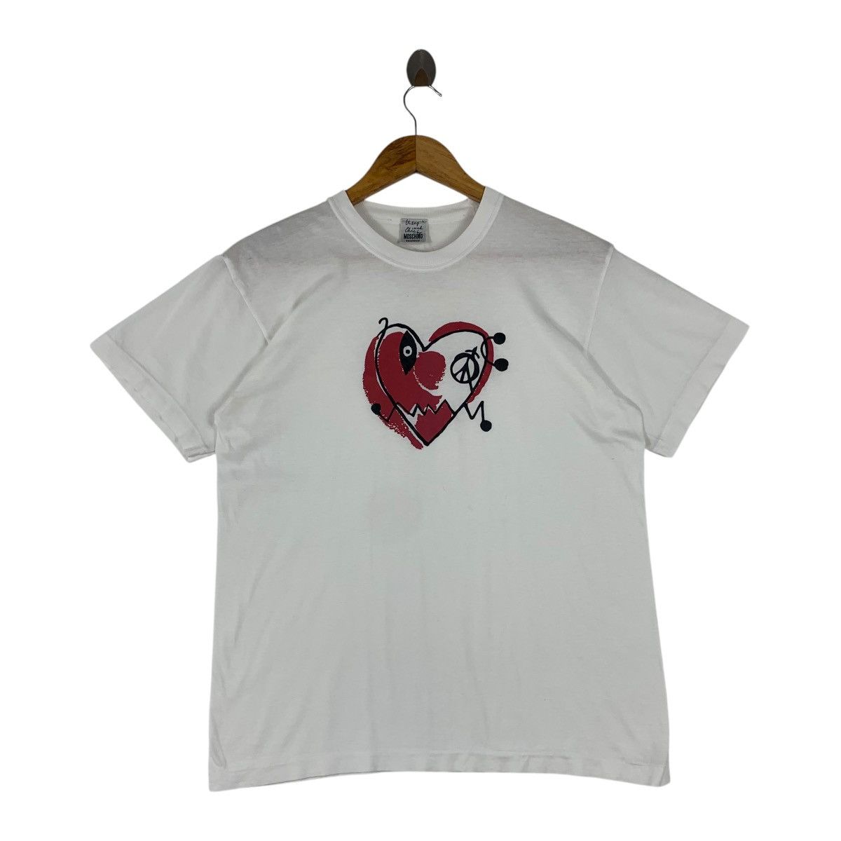 Moschino × Vintage Vintage MOSCHINO Underwear heart printed designer tee Size US L / EU 52-54 / 3 - 1 Thumbnail