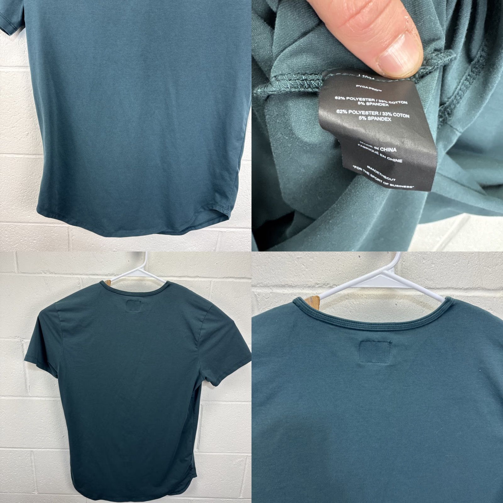 Cuts CUTS T-Shirt Mens XL Green Short Sleeve Henley Athletic Stretch Logo Button Solid Casual All Seasons Knit Cotton Size US XL / EU 56 / 4 - 8 Thumbnail