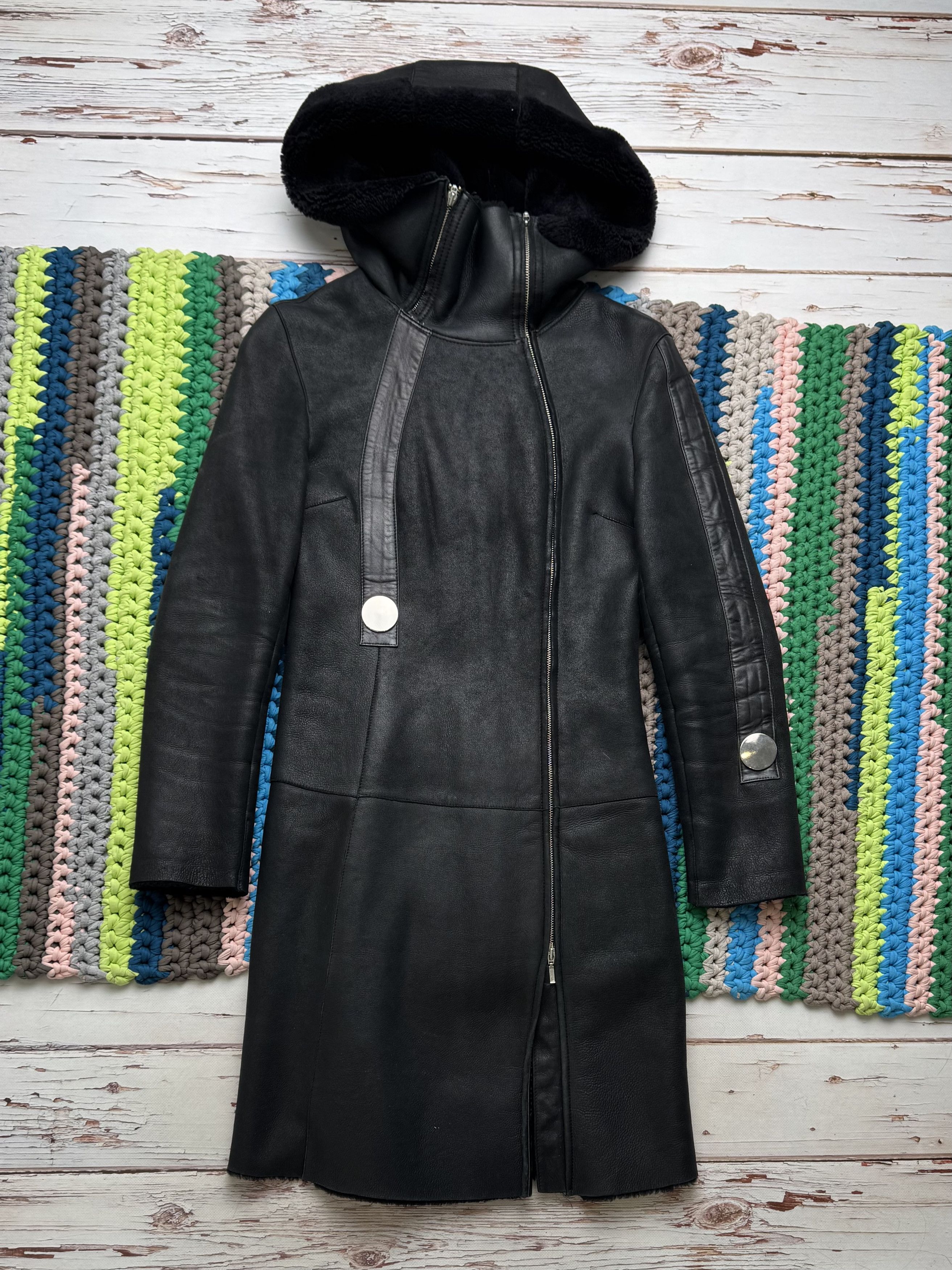 Japanese Brand Vintage Real Sheepskin Hooded Coat (ET1)(D15) Size M / US 6-8 / IT 42-44 - 1 Thumbnail