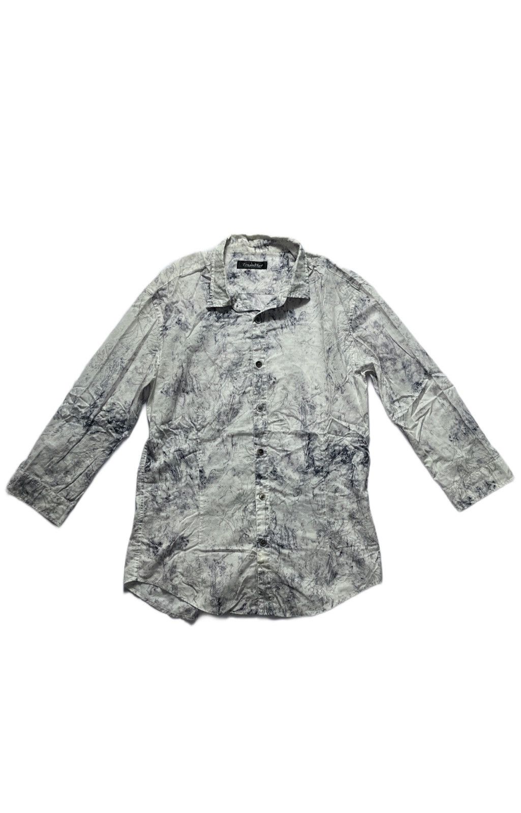 image of Tornado Mart Japan x Vintage Tornado Mart Marble Shirt Button Up in White, Men's (Size Large)