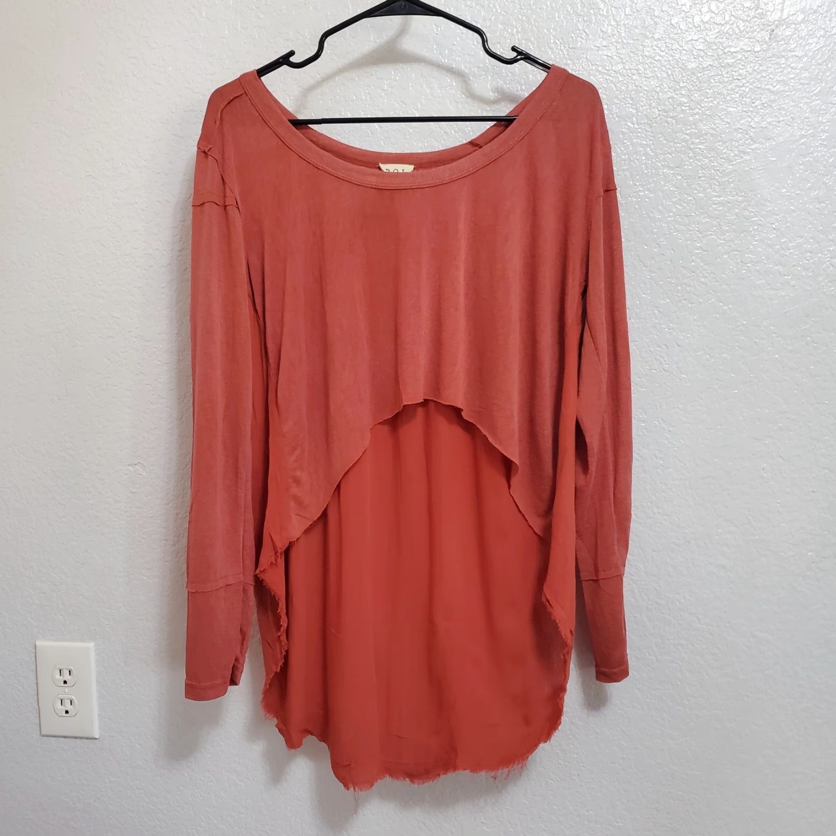 Vintage VINTAGE POL Top Women M Burnt Orange Cropped Long Sleeve Raw Seam Oversized Boho Southwest Casual Shirt Womens Size M / US 6-8 / IT 42-44 - 2 Thumbnail