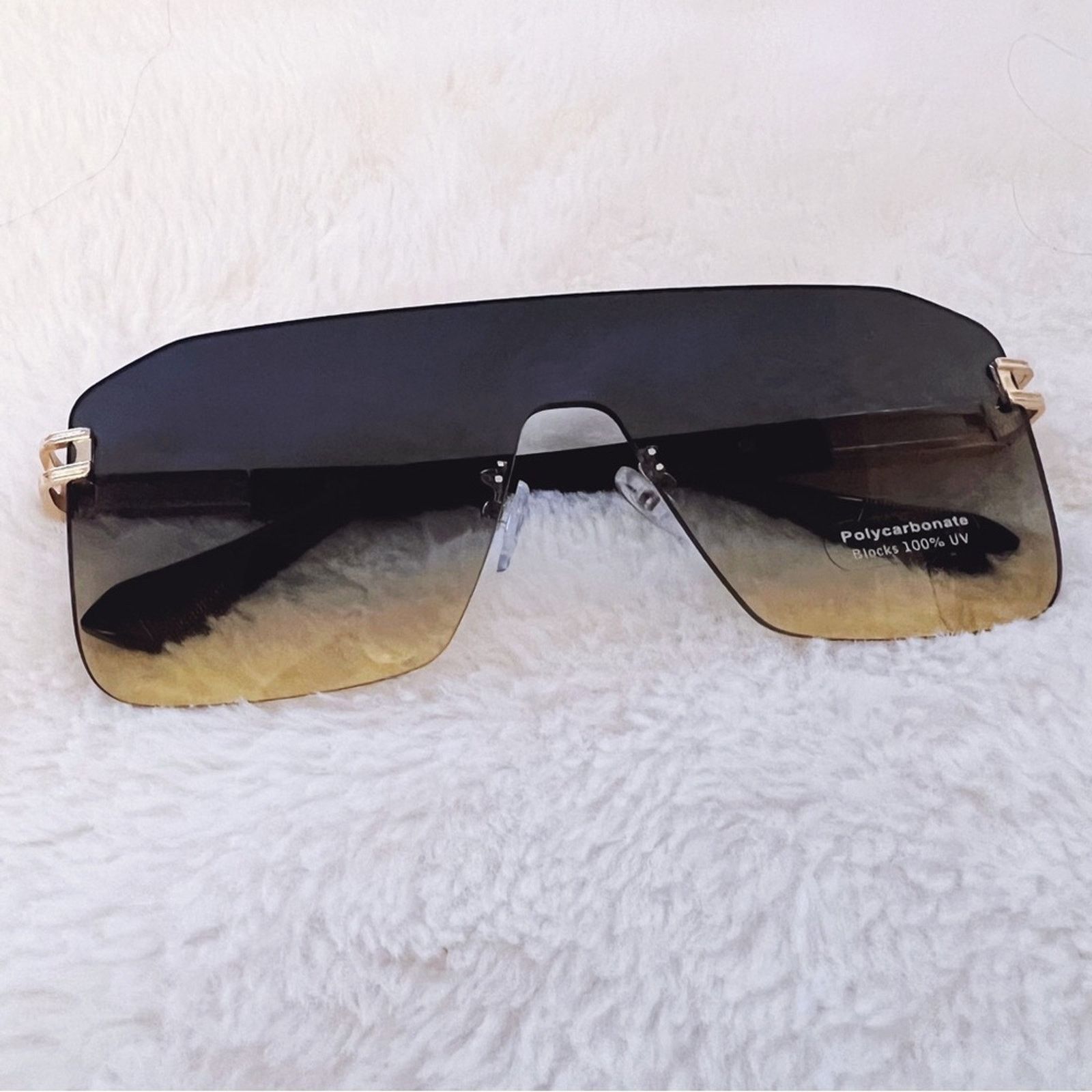 Other Sadie Teal & Brown Oversized Rimless Flat-Top Sunglasses Size ONE SIZE - 4 Thumbnail