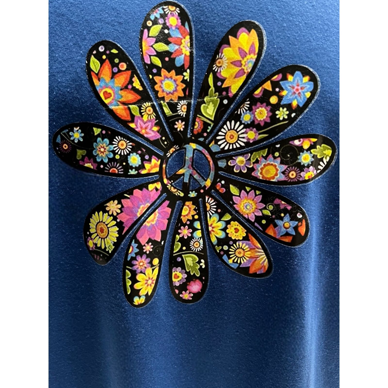 Other Flower Power Peace Symbol Blue Shirt Size XL / US 12-14 / IT 48-50 - 2 Thumbnail