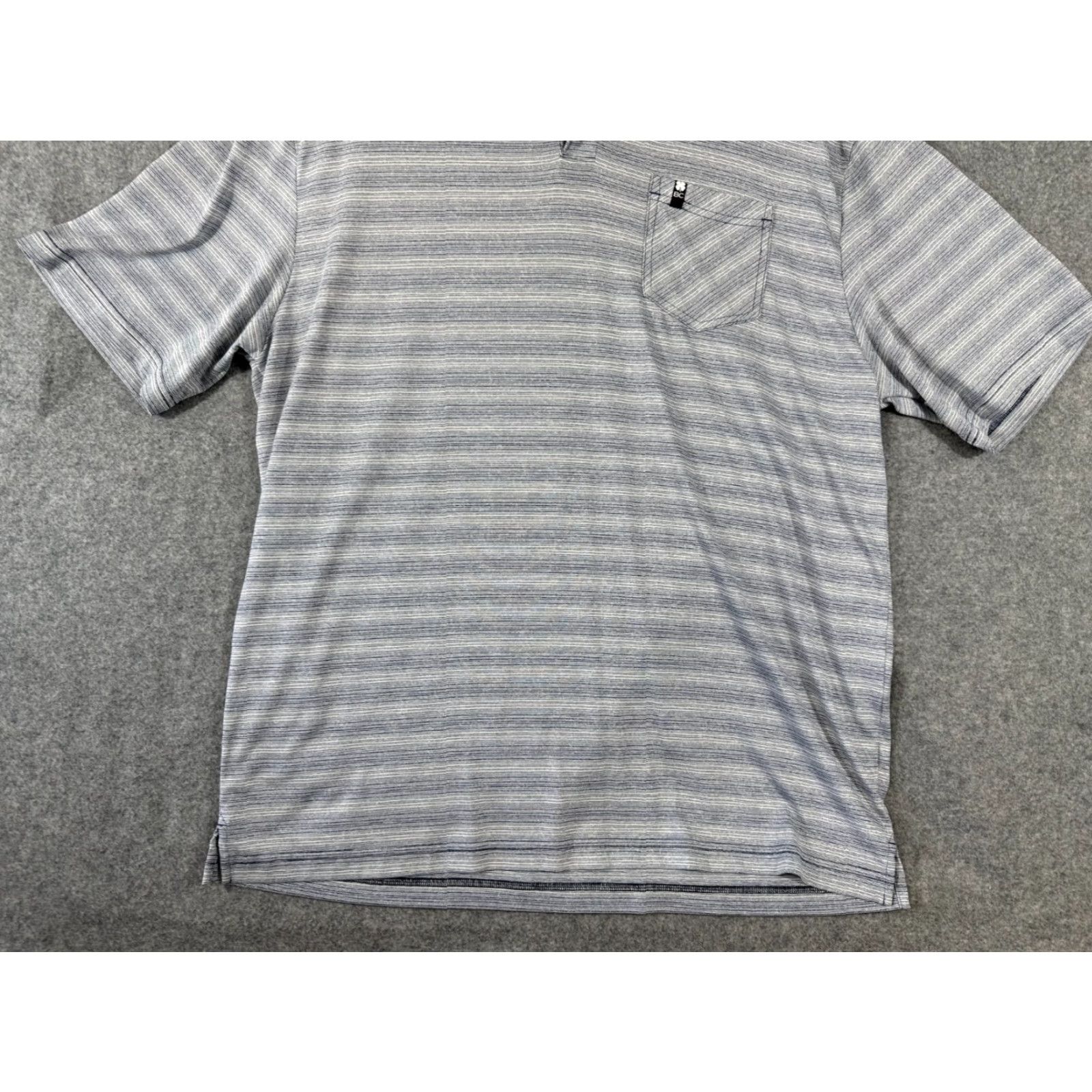 Vintage Black Clover Polo Shirt Mens XL Blue Gray Striped Stretch Performance Pocket Outdoor Golf Mens Size US XL / EU 56 / 4 - 4 Thumbnail