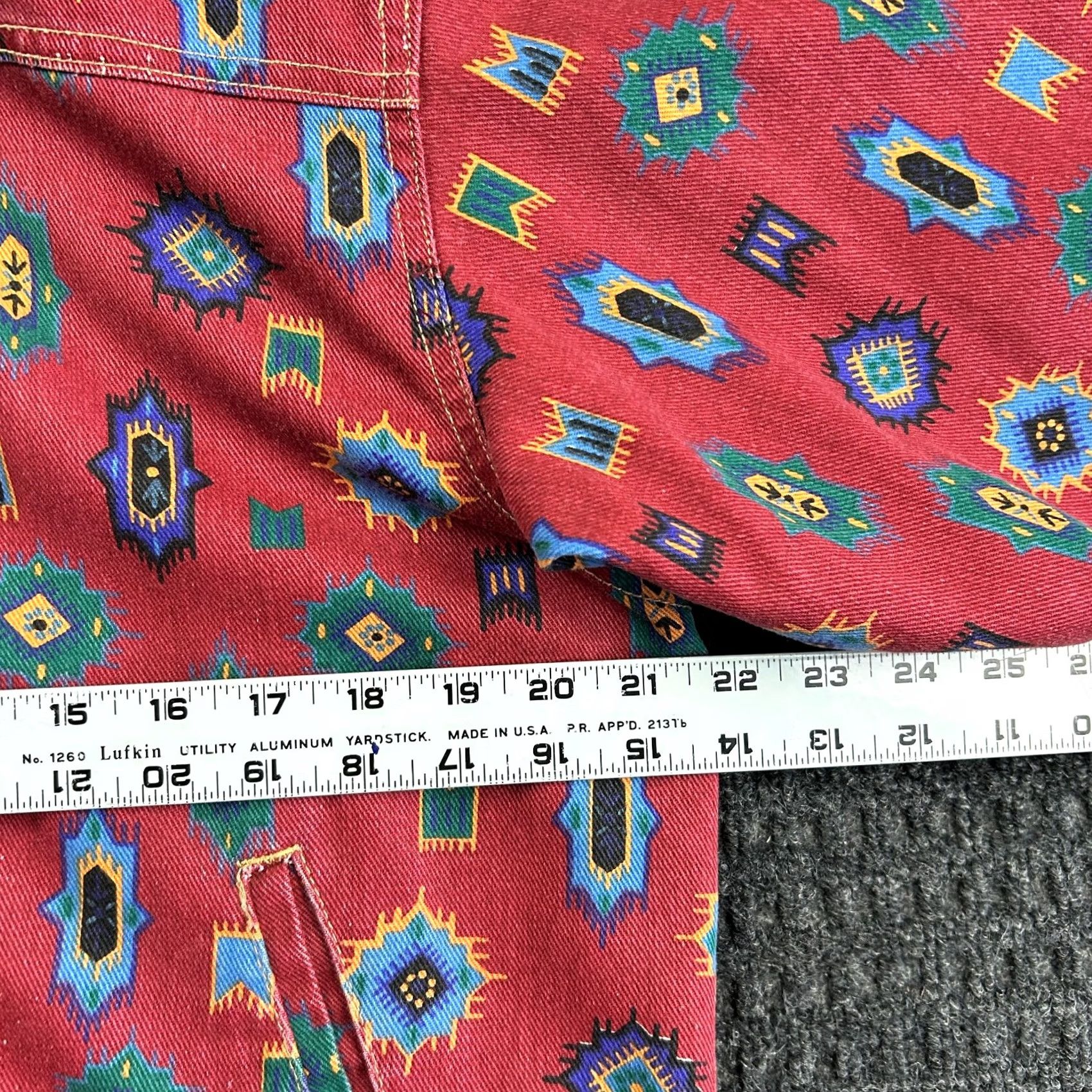Denime VINTAGE Aztec Southwest Geometric All Over Print Denim Jacket Red M The 1 East Custom Collection Jacket Ladies? Size L / US 10 / IT 46 - 7 Thumbnail