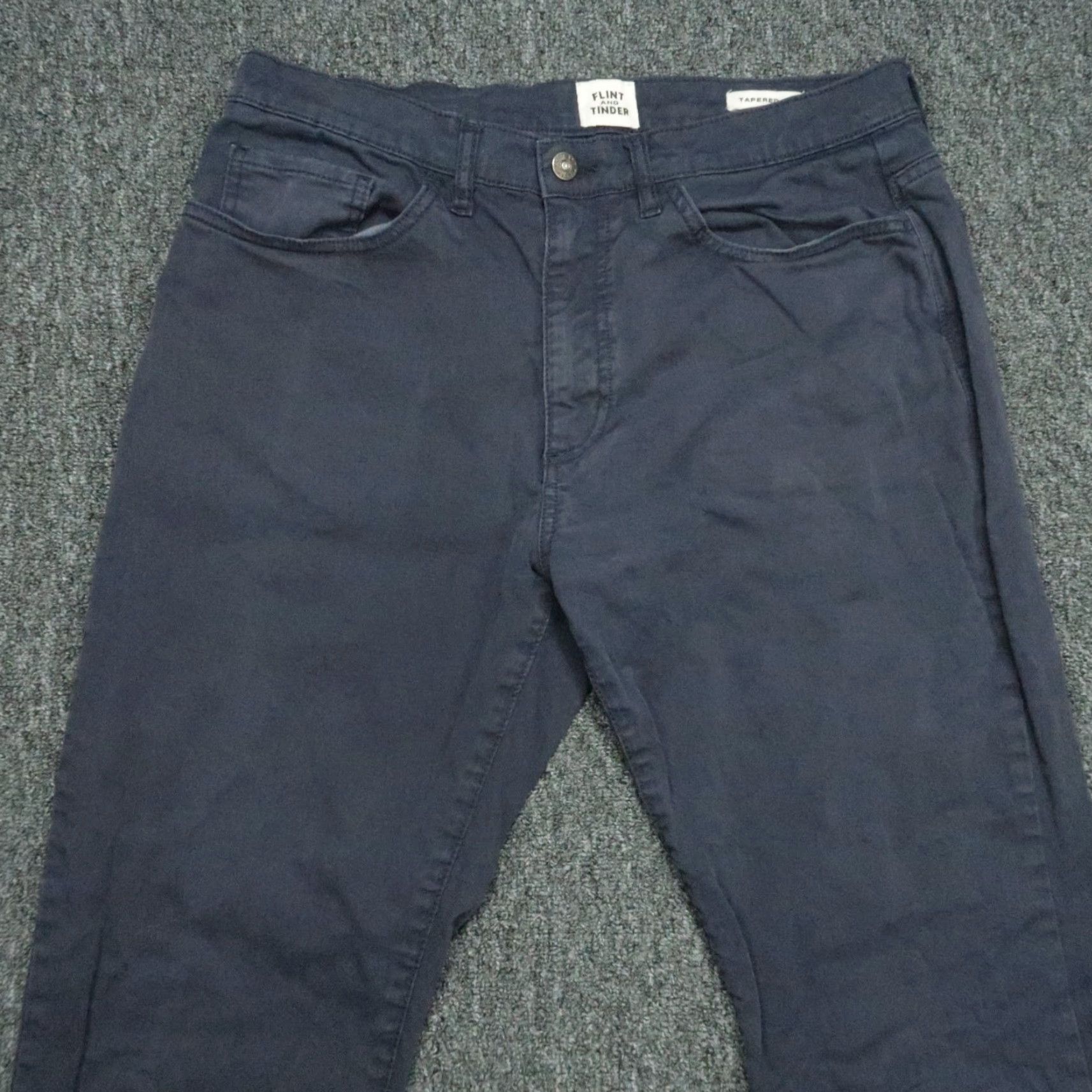 Vintage Flint & Tinder Pants Mens 32x31 Blue 365 Tapered Fit 5-Pocket Chino Shirt/ Pants? Size US 32 / EU 48 - 2 Thumbnail