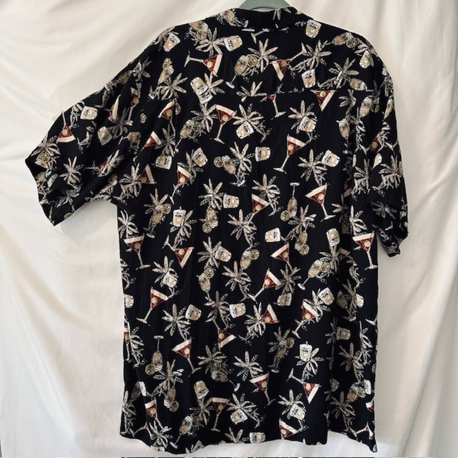 Other Imprints Hawaiian Button XXL Shirt, Black w/Cocktails/Trees Size US XXL / EU 58 / 5 - 3 Thumbnail