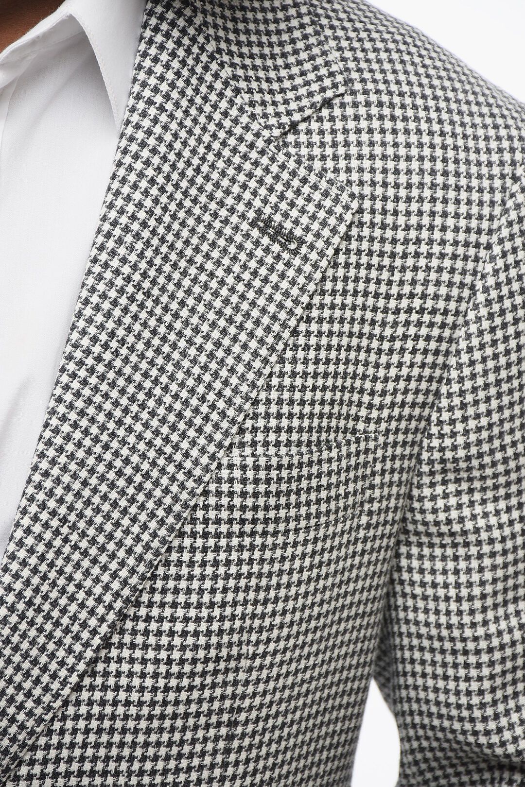 Brunello Cucinelli og1mm0725 Houndstooth Patterned Linen Blend Suit White/Black Size US L / EU 52-54 / 3 - 3 Thumbnail