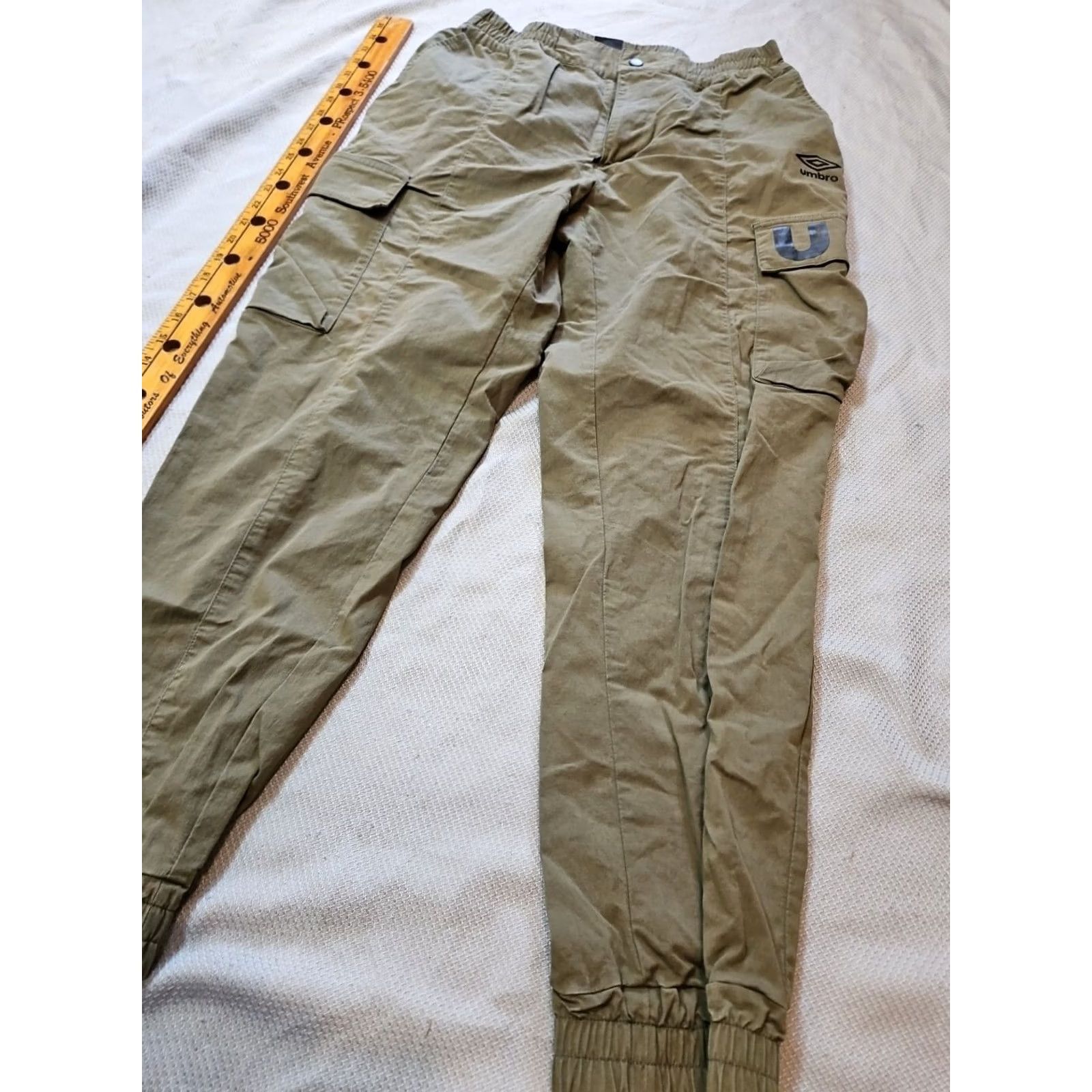 Umbro VINTAGE Umbro Cargo Pants Womens XL Green Logo Tapered Elastic Waist Ankle Shirt Size 40" / US 18 - 5 Thumbnail