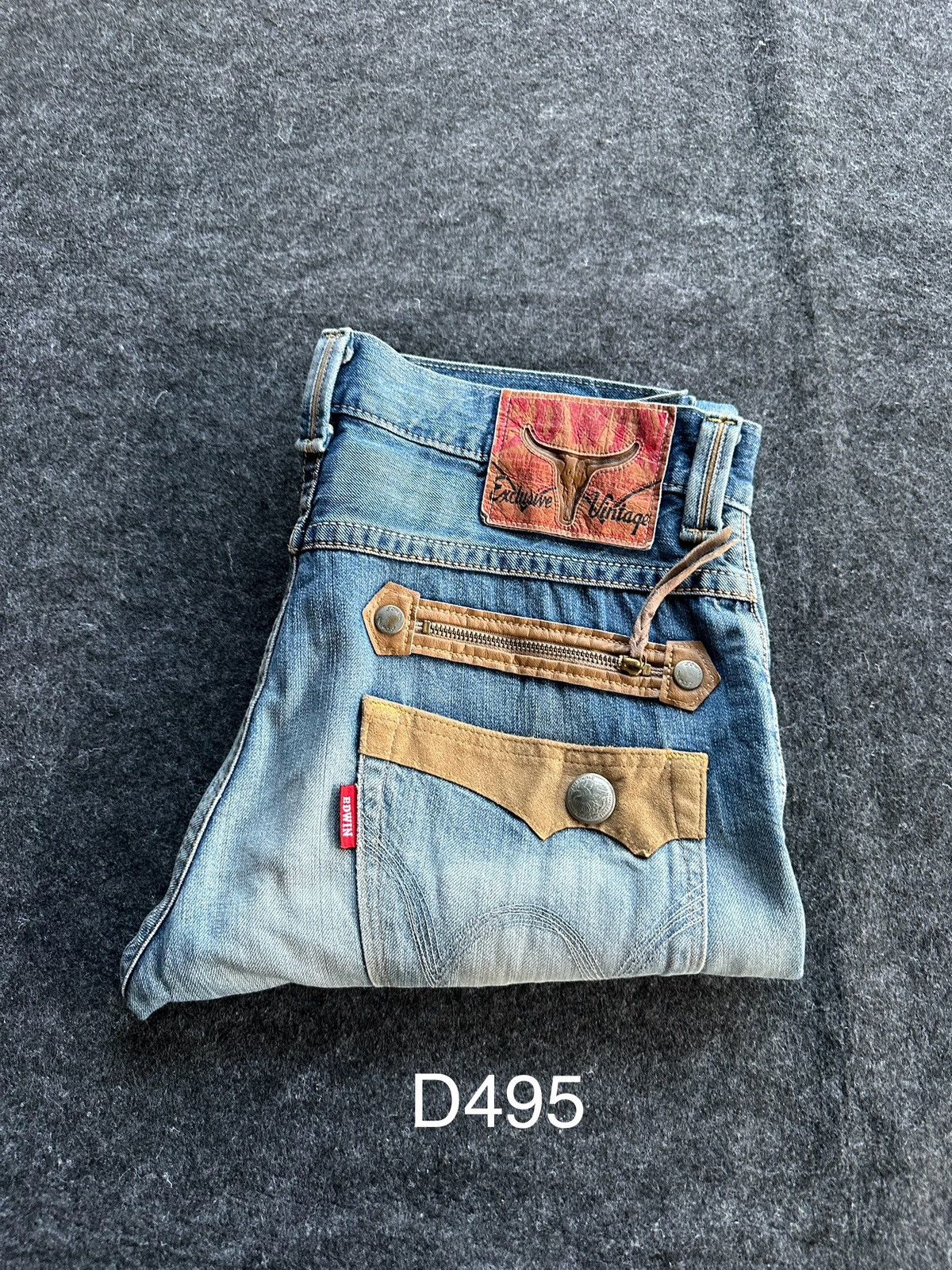 Edwin Vintage Edwin Bulls Head XV Distressed Faded Denim D495 Size US 34 / EU 50 - 18 Thumbnail