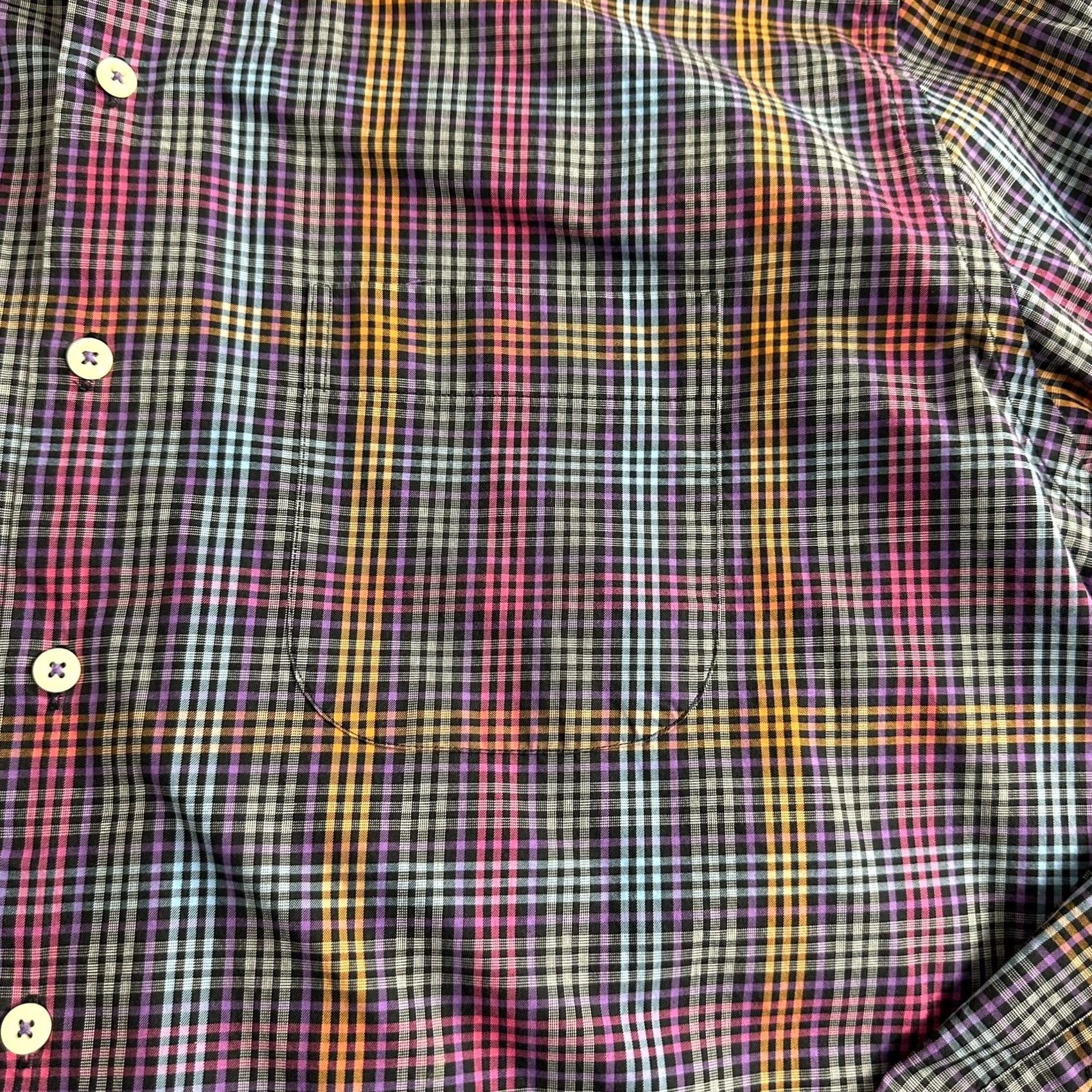 Peter Millar Peter Millar Button-Down Shirt Longsleeve Men Black Checkered Purple Orange XL Size US M / EU 48-50 / 2 - 4 Thumbnail