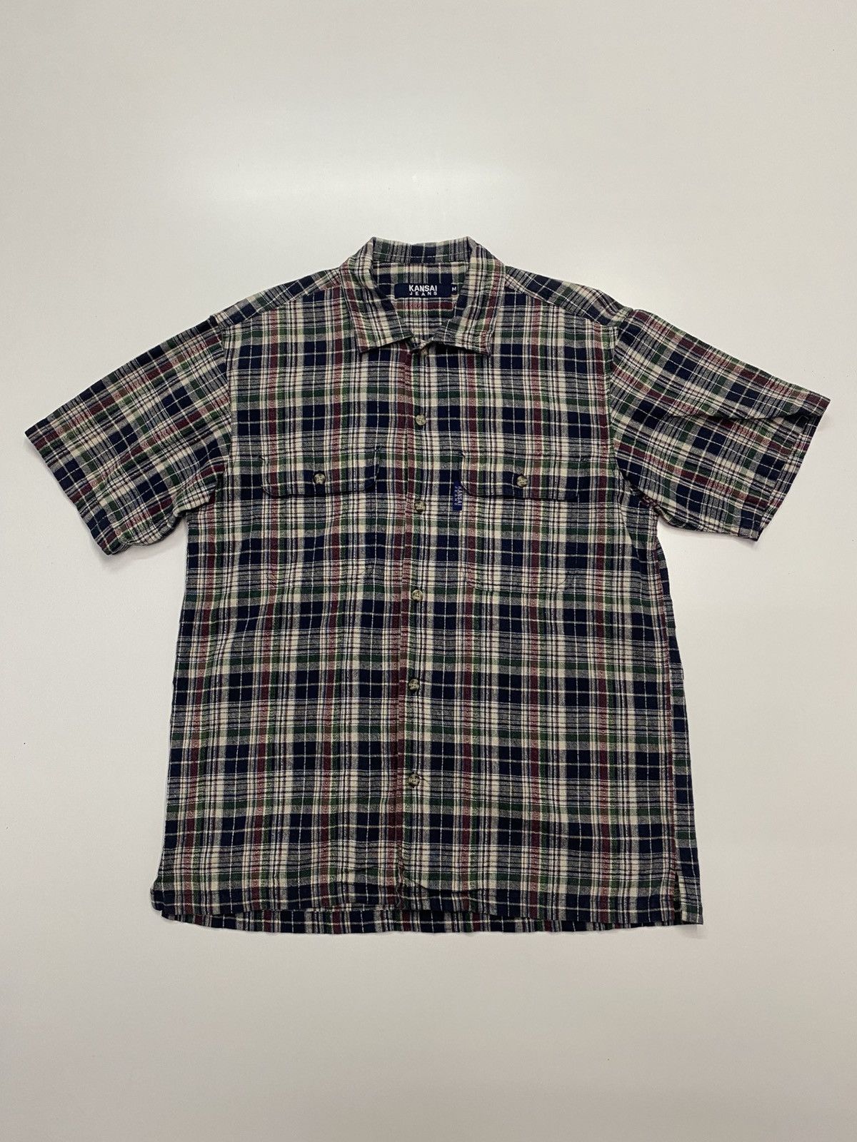 Japanese Brand Vintage Kansai Jeans Plaid Shirt Button Up Size US M / EU 48-50 / 2 - 1 Thumbnail