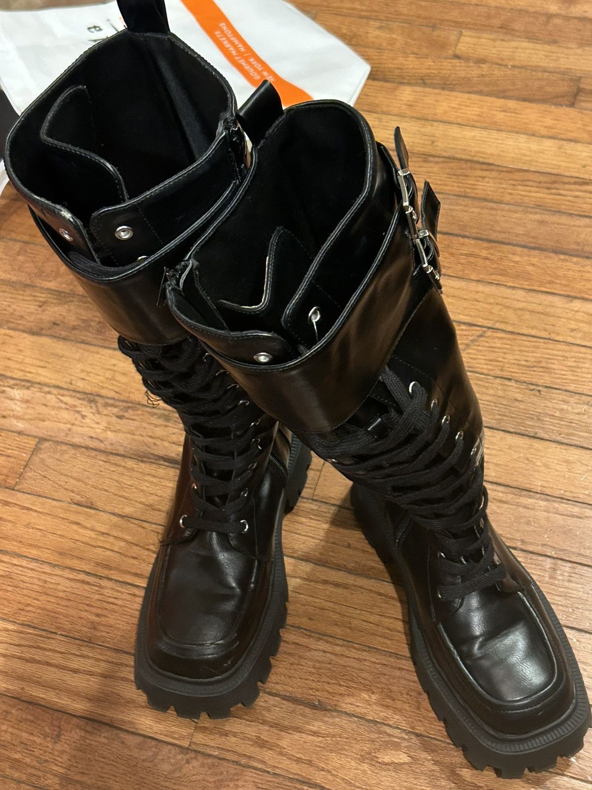 Asos ASOS Chunky Knee High Boots Lace Up Size US 7 / IT 37 - 12 Thumbnail