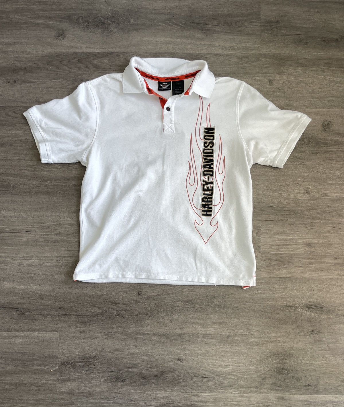 Harley Davidson Y2K Harley Davidson “Biker Flames” Polo Shirt (Sz. L) Size US L / EU 52-54 / 3 - 1 Thumbnail