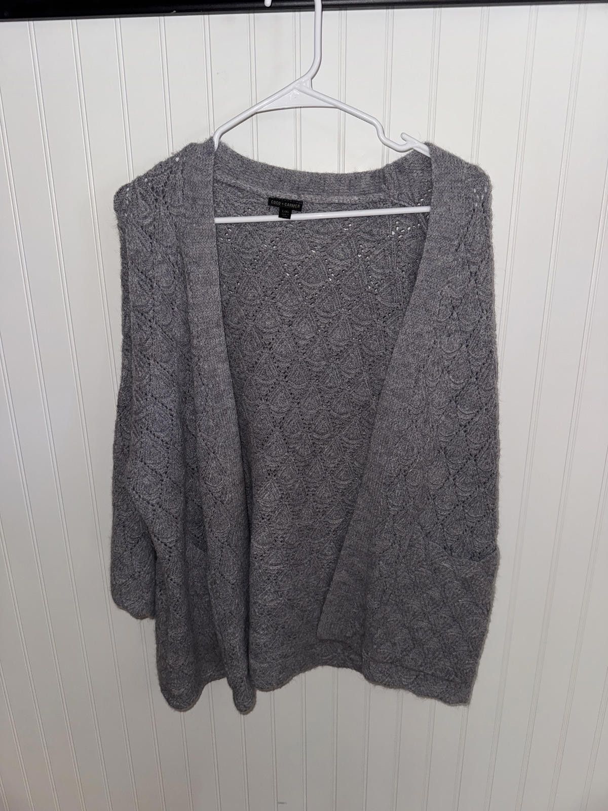 Other Coco & Carmen Gray Open Front Knit Cardigan Sweater L/XL Size L / US 10 / IT 46 - 1 Thumbnail