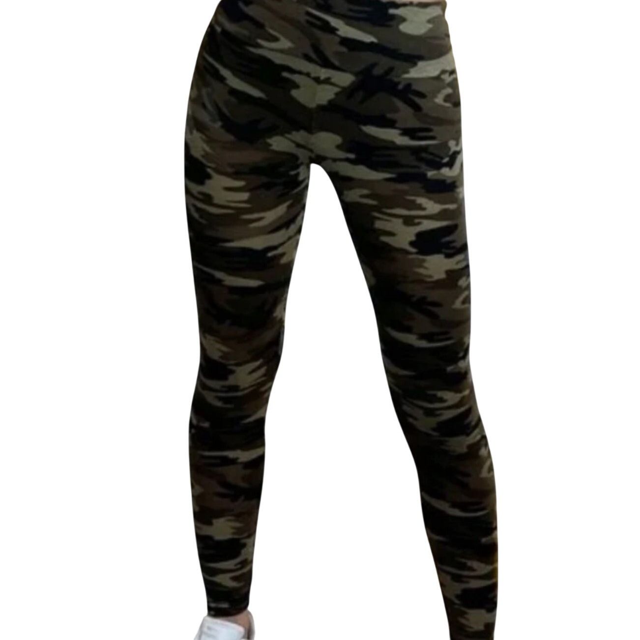 Shein Women's High Waist Camo Leggings in Green, Size L Size 34" / US 12 / IT 48 - 1 Thumbnail