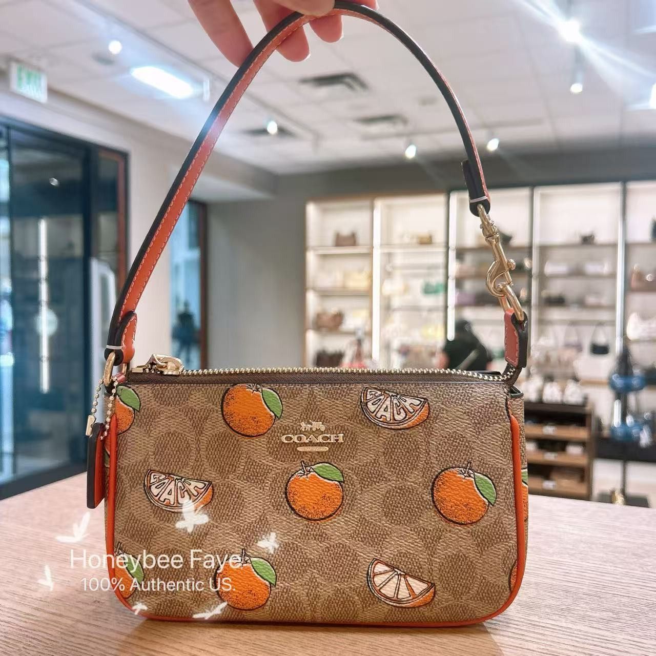 Coach Nolita 19 In Signature Canvas With Orange Print CAL27