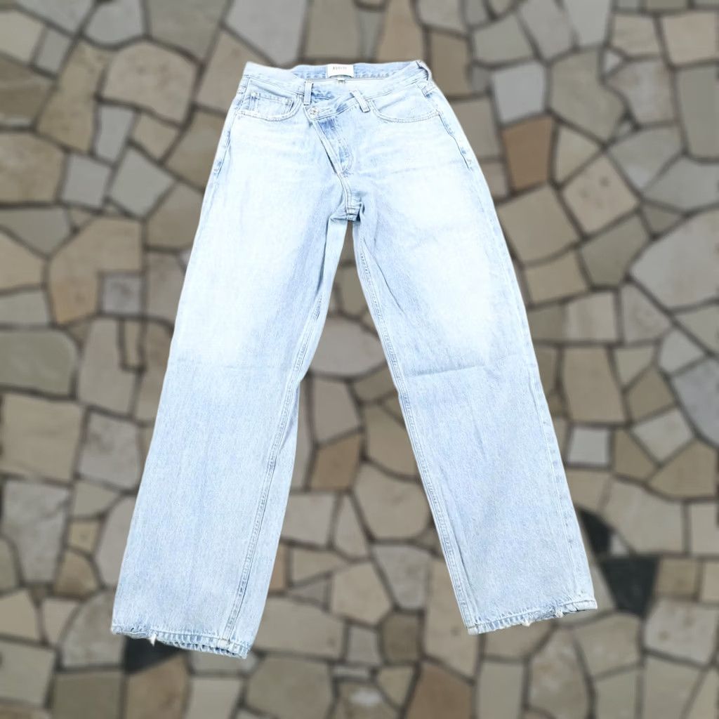Agolde AGOLDE Jeans Womens 27 Blue Denim Light Wash High Rise Button Fly Criss Cross Size 27" / US 4 / IT 40 - 1 Thumbnail