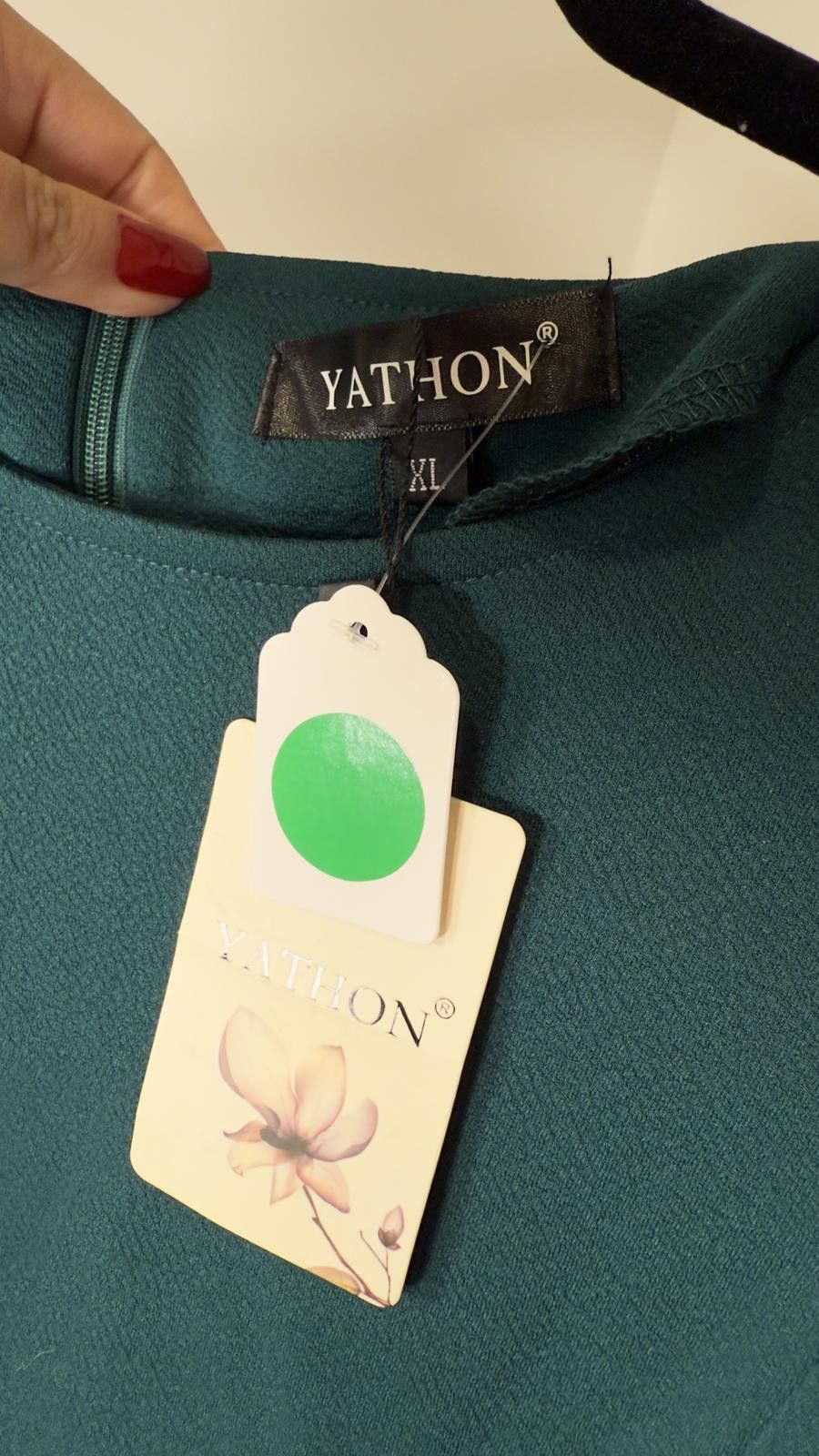 Designer Yathon Teal Ruffled Dress - Size XL Size XL / US 12-14 / IT 48-50 - 3 Thumbnail