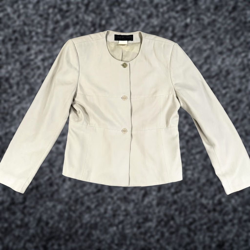 Vintage VINTAGE Harve Benard Collection Blazer Jacket Womens Medium Beige Lined Tailored Blazer, Women, M, Beige, Twill, Lined, Tailored, Business, Workwear Size M / US 6-8 / IT 42-44 - 1 Thumbnail