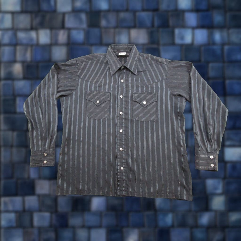 Vintage VINTAGE Montgomery Ward Striped Button Up Shirt Western L Adult Black 1970s 80s Cowboys Men Size US L / EU 52-54 / 3 - 1 Thumbnail