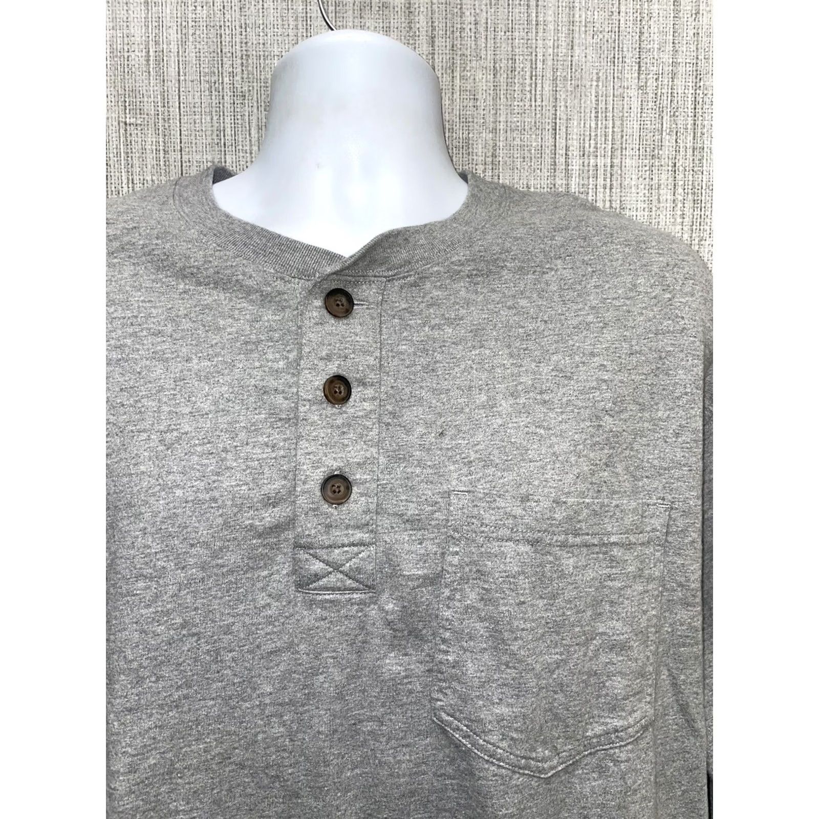 Duluth Trading Company Duluth Trading Co Relaxed Fit Longtail T Grey Henley Long Sleeve Pocket Tee Mens L Gray Pocket Tee Shirt Mens Size US L / EU 52-54 / 3 - 2 Thumbnail