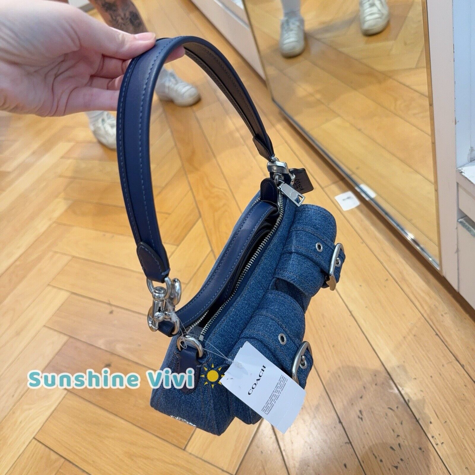 Coach NWT Coach Ashton Bag In Signature Denim CAK44 Silver/Indigo Size ONE SIZE - 2 Thumbnail