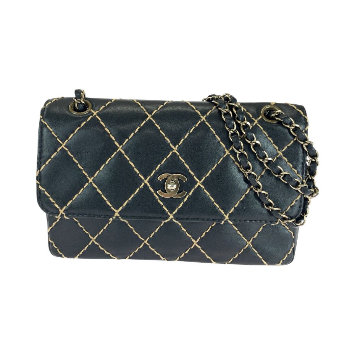 Chanel Chanel Chanel Coco Mark Wild Stitch Lambskin Shoulder Bag Leather Shoulder Bag Size ONE SIZE - 1 Thumbnail