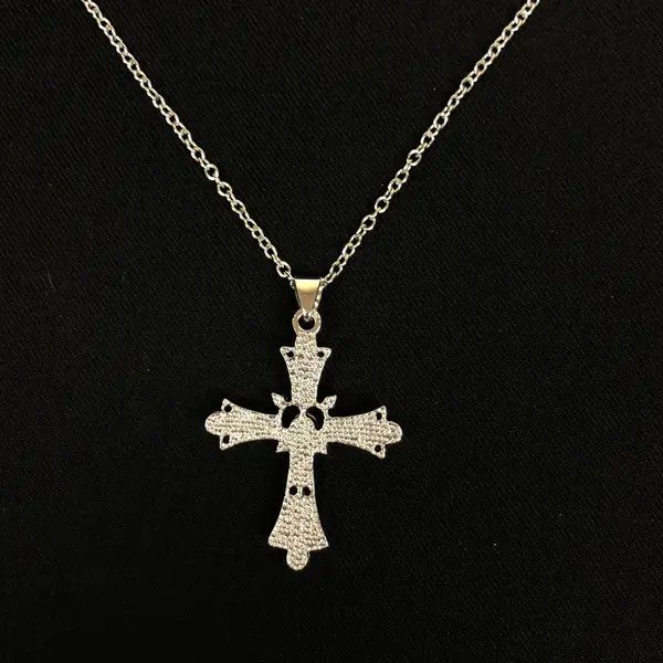 Jewelry Y2K Cross Necklace Punk Gothic Crystal Chain Size ONE SIZE - 6 Thumbnail