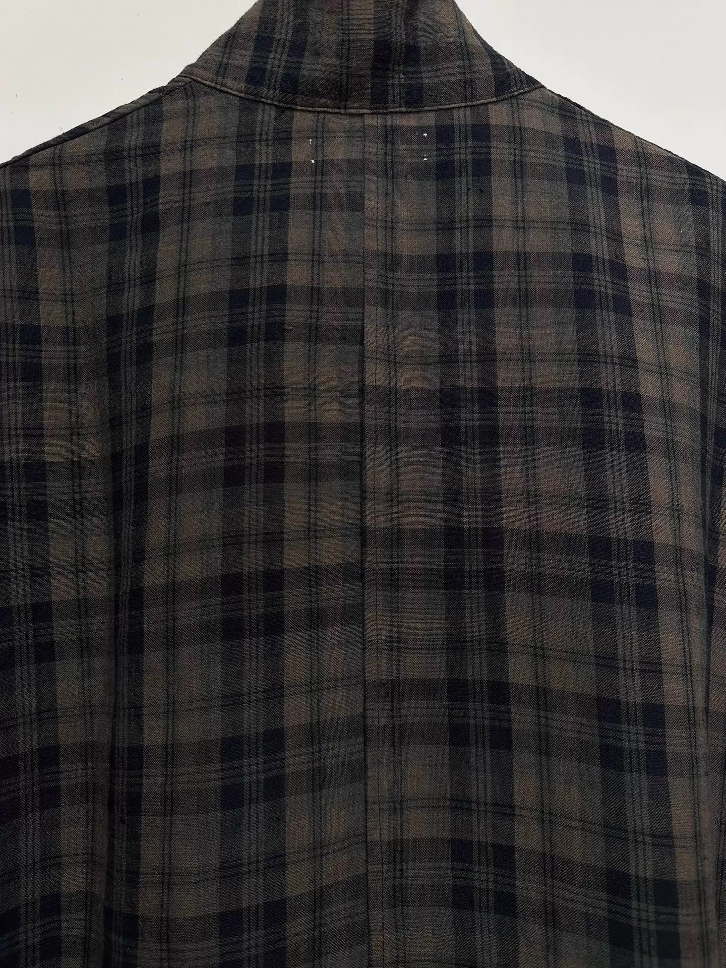 Bergfabel Bergfabel 18SS Oversize Linen Blue Grey Check Coat Size US S / EU 44-46 / 1 - 6 Thumbnail