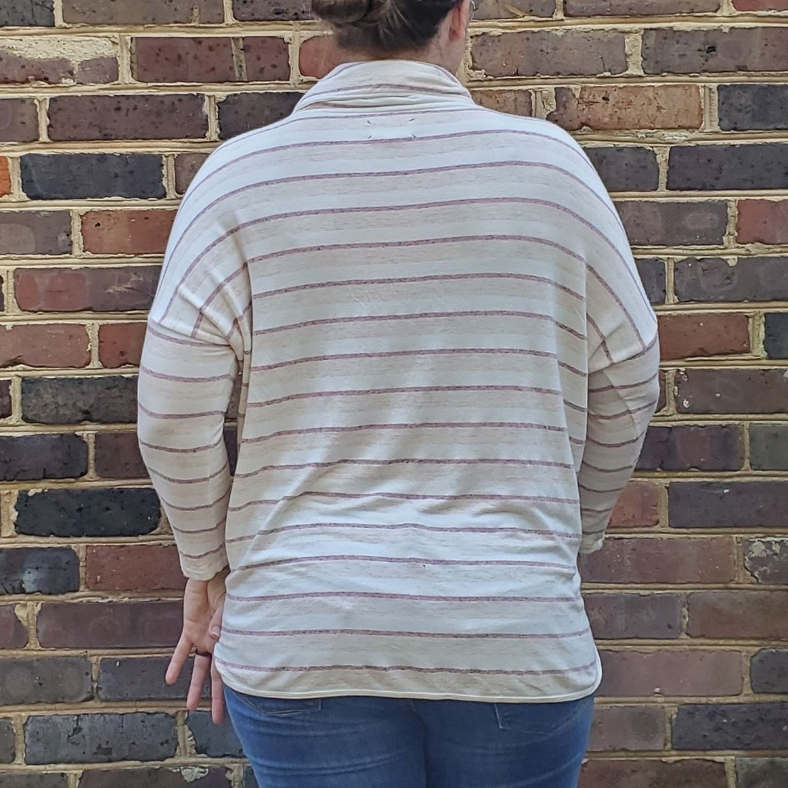Lou & Grey Lou & Grey striped cowl neck sweater cream pink size large Size L / US 10 / IT 46 - 2 Thumbnail
