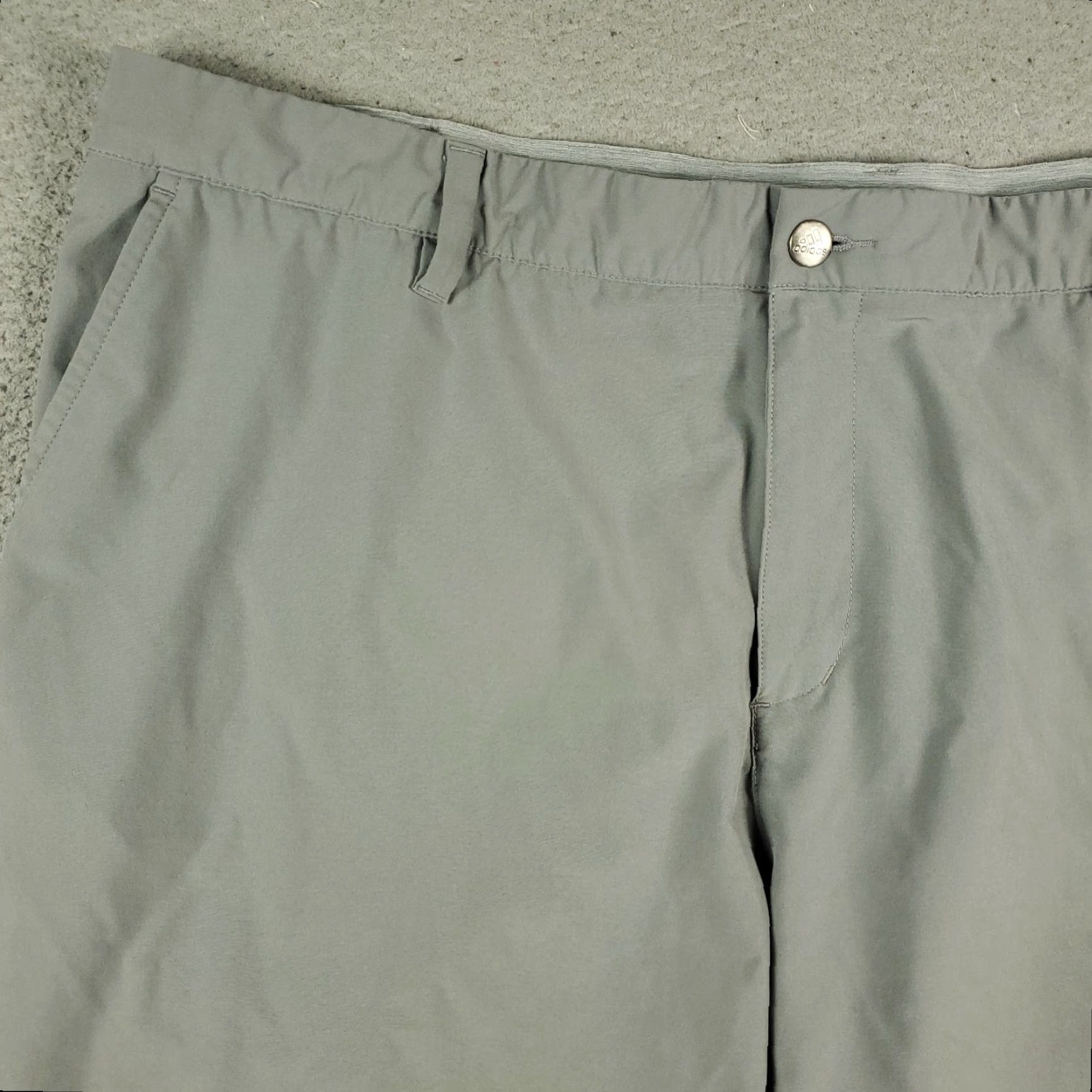 Adidas Adidas Shorts Mens 42 Gray Golf Casual Flat Front Chino Logo Pockets, Regular Fit, Polyester, ZIP, Solid, Size 42, Men Size US 42 / EU 58 - 2 Thumbnail