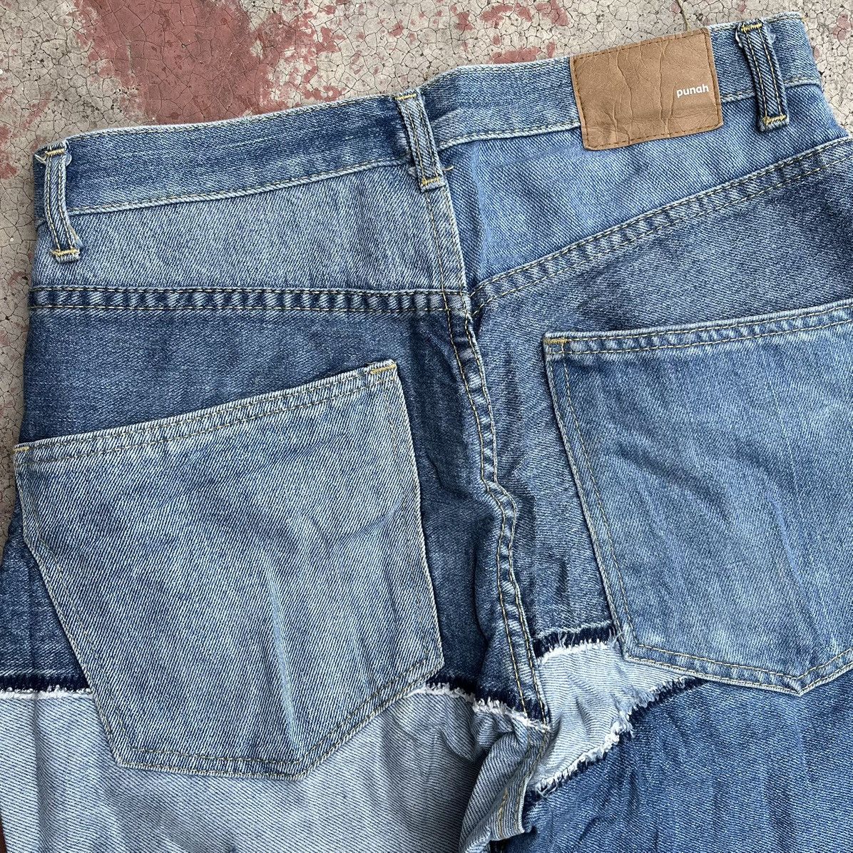 Designer × Japanese Brand RARE!! PUNAH Designer Patchwork Denim Pants Size US 29 - 4 Thumbnail