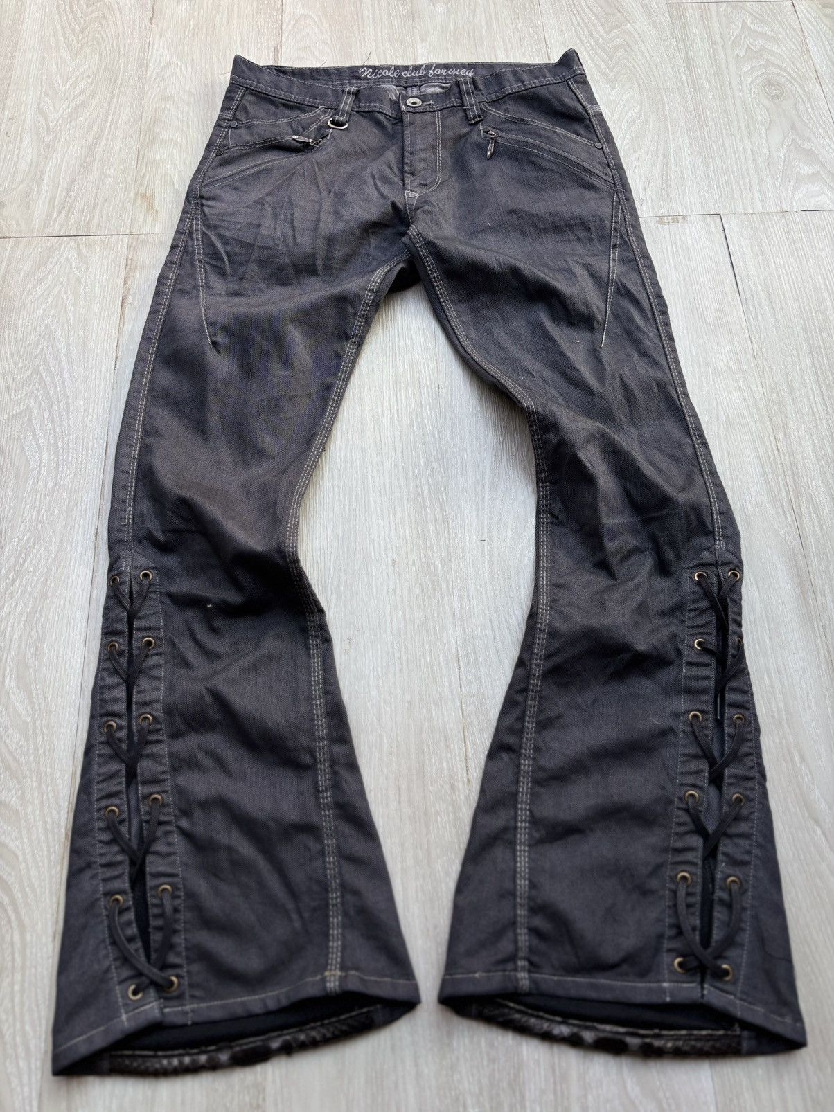 Nicole Club NICOLE CLUB FOR MEN phyton lace up flare jeans Size US 28 / EU 44 - 1 Thumbnail