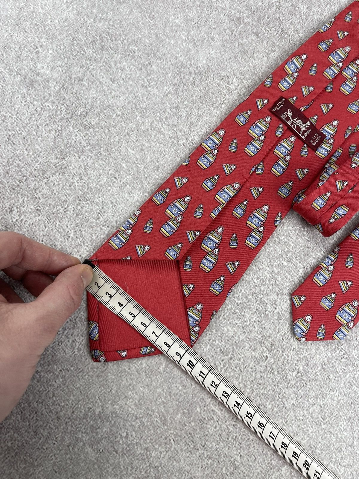 Hermes × Vintage Vintage Hermes Printed Red Silk Tie Size ONE SIZE - 11 Thumbnail