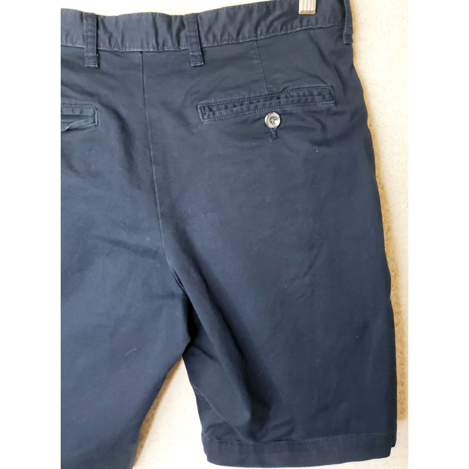George George Shorts Men 32x10 Navy Blue Flat Front Stretch Moisture Wicking Casual Comfort Chino Inseam 10" Navy Mens Size US 32 / EU 48 - 5 Thumbnail