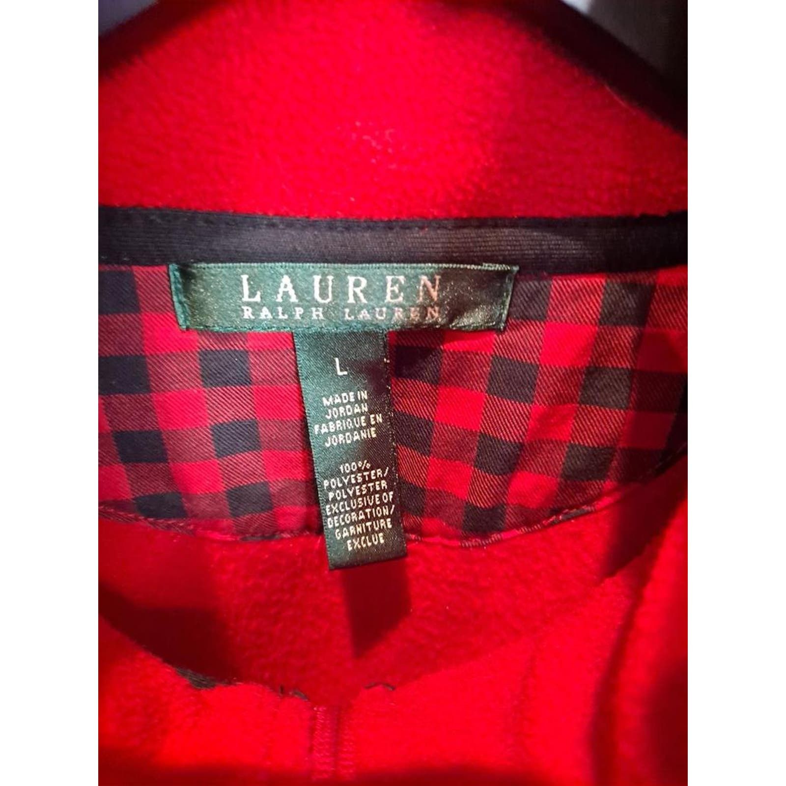 Lauren Ralph Lauren Lauren‎ Ralph Lauren Red Full Zip Fleece with Crest Size L / US 10 / IT 46 - 3 Thumbnail