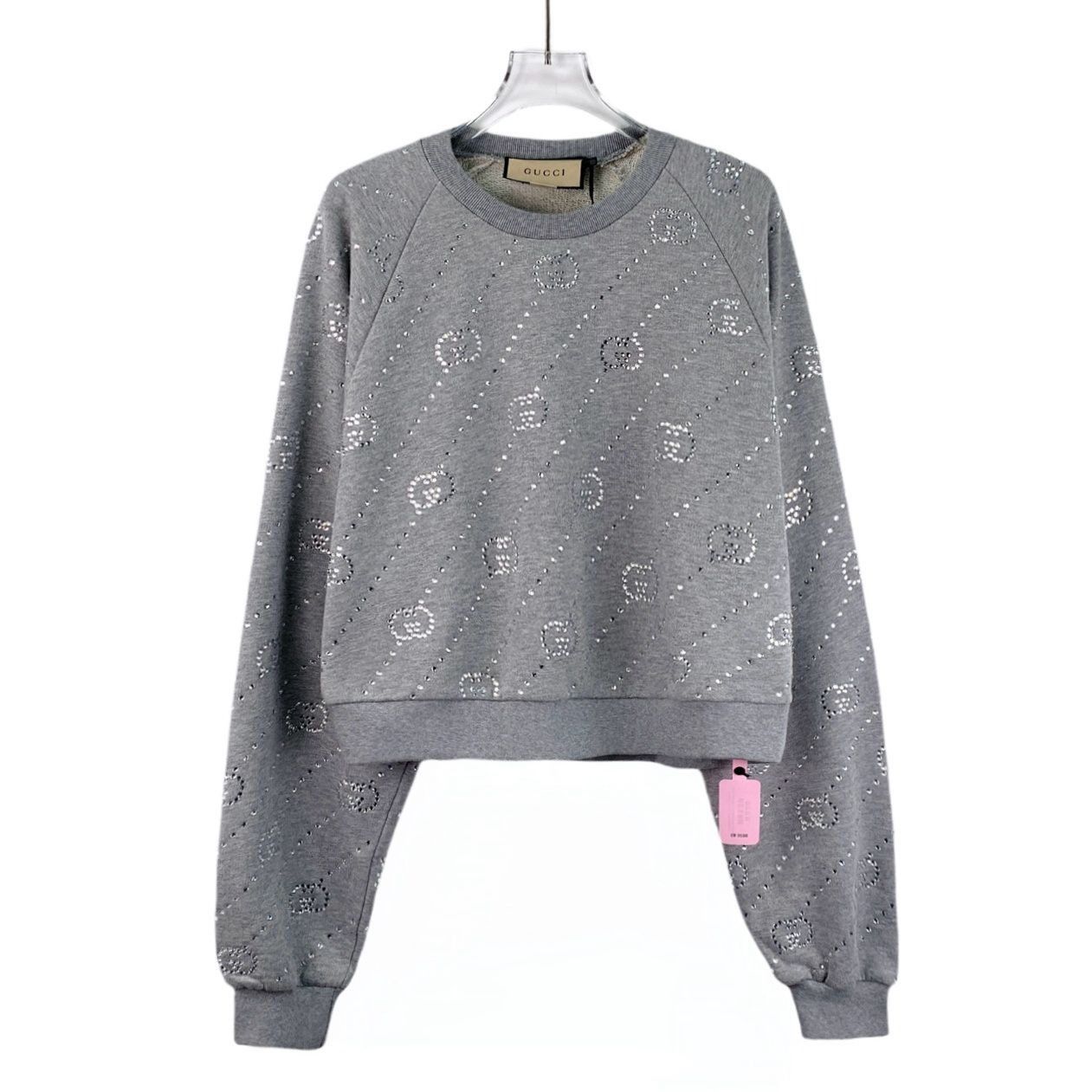 Gucci Gucci Grey Rhinestone Cotton Round-Neck Long-Sleeve Sweatshi Size M / US 6-8 / IT 42-44 - 1 Thumbnail