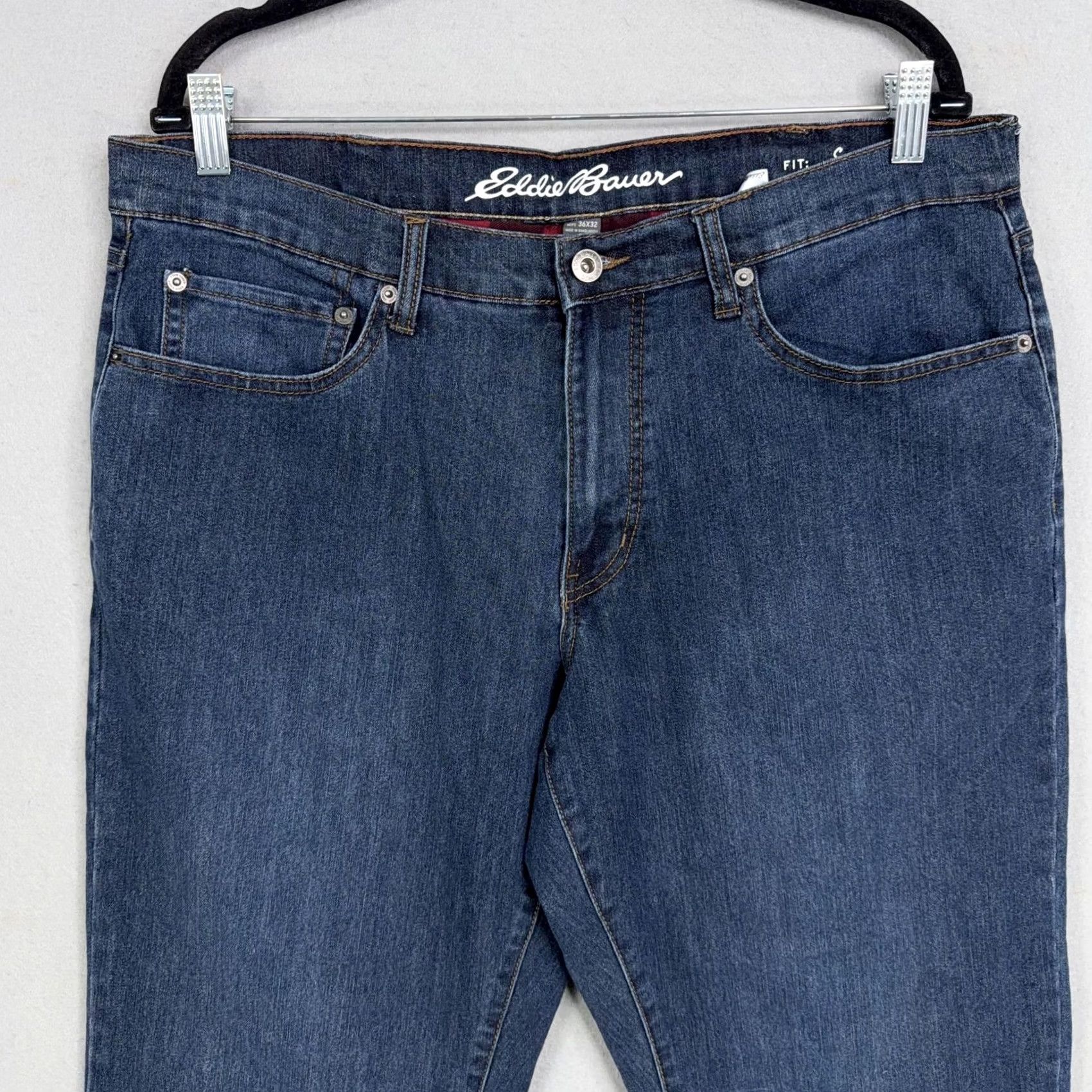 Eddie Bauer Eddie Bauer Jeans Mens 36x32 Blue Medium Wash Flannel Lined Straight Fit Denim Jeans Size US 36 / EU 52 - 2 Thumbnail