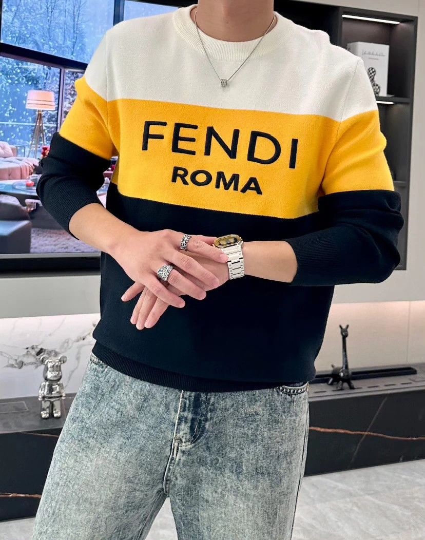 Fendi Fendi color blocked chest logo sweater 52 95 new stain Size US XL / EU 56 / 4 - 9 Thumbnail